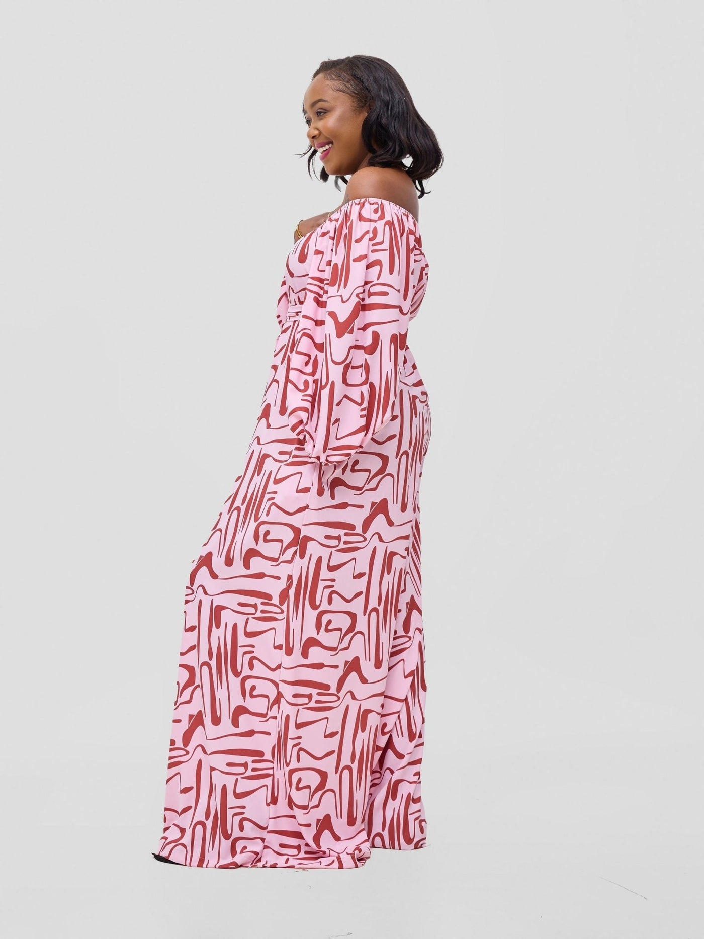 Vivo Serwa Wide Leg Jumpsuit - Pink / Rust Sera Print - Shopzetu