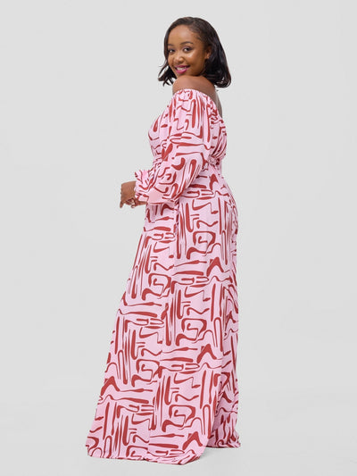 Vivo Serwa Wide Leg Jumpsuit - Pink / Rust Sera Print - Shopzetu