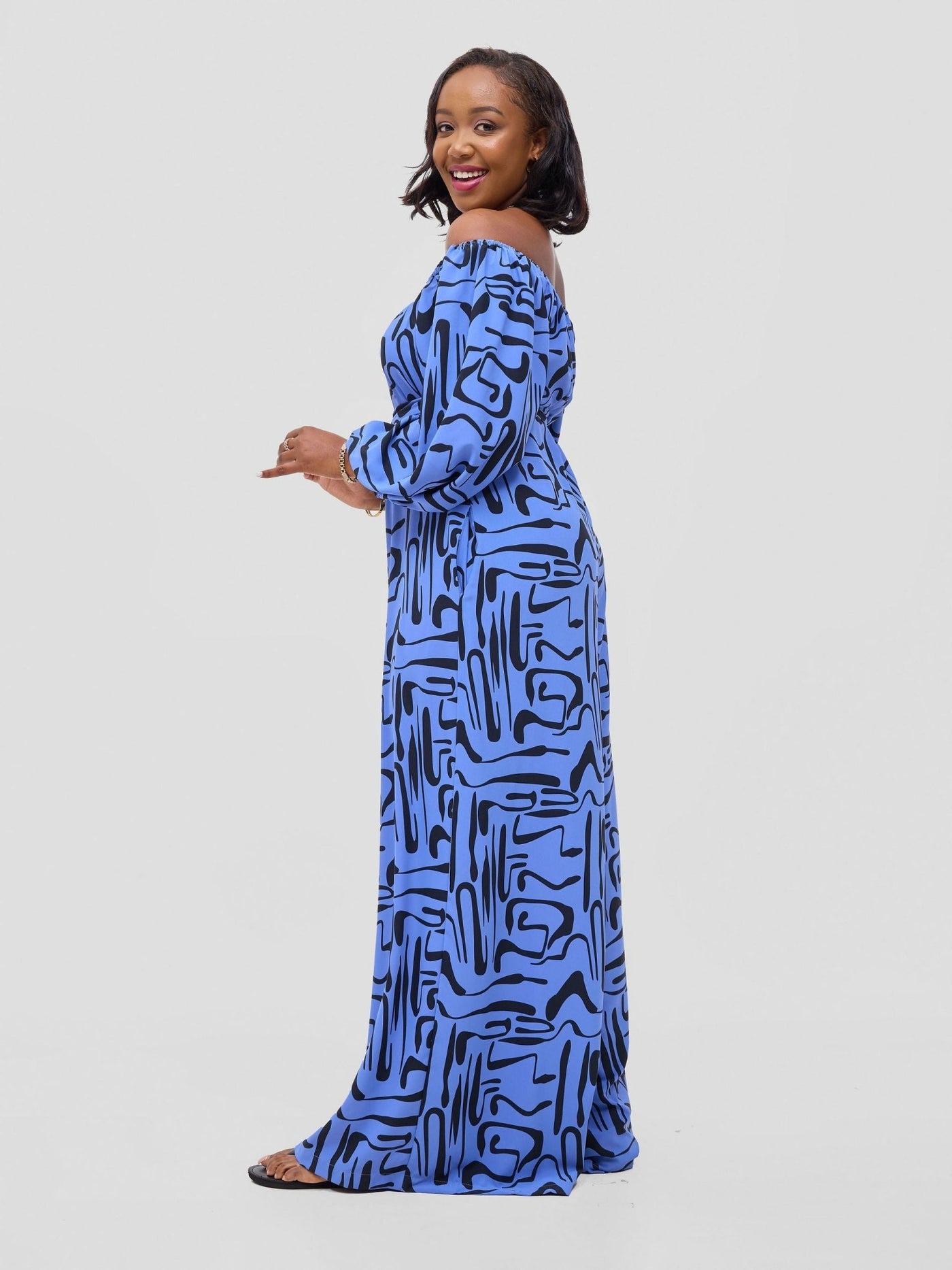 Vivo Serwa Wide Leg Jumpsuit - Blue / Black Sera Print - Shopzetu