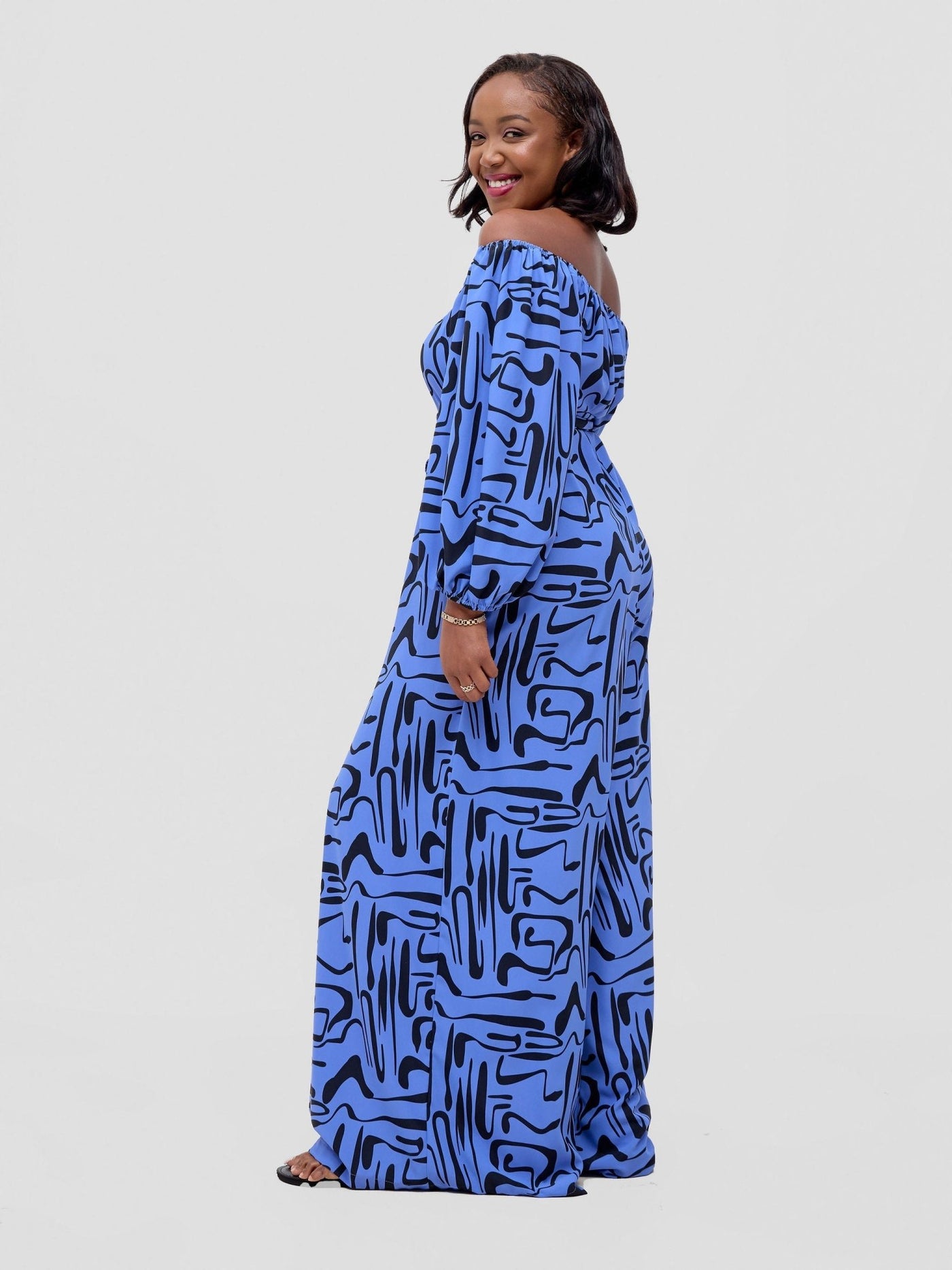 Vivo Serwa Wide Leg Jumpsuit - Blue / Black Sera Print - Shopzetu