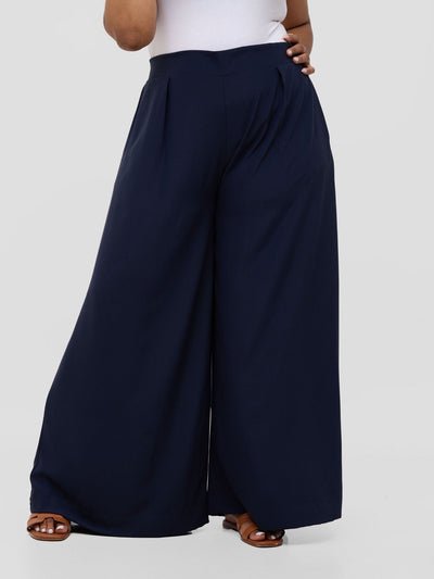 Vivo Serwa Crepe Pants - Dark Navy - Shopzetu