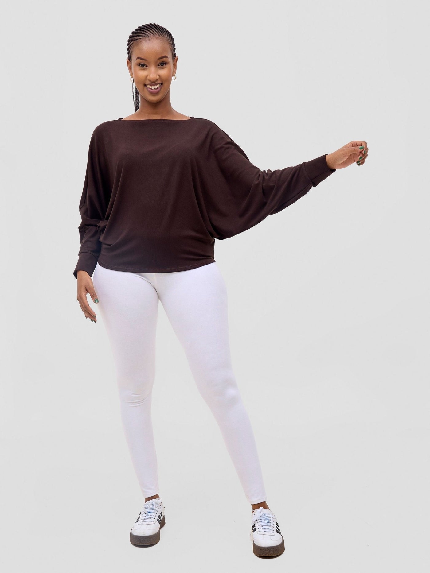 Vivo Bana Batwing Top - Chocolate - Shopzetu