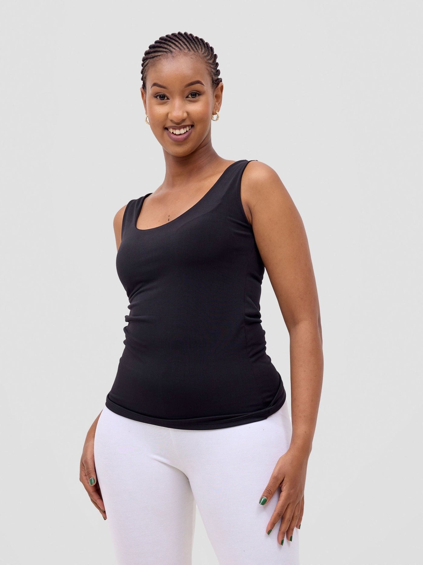 Vivo Double Layered Tank Top - Black - Shopzetu