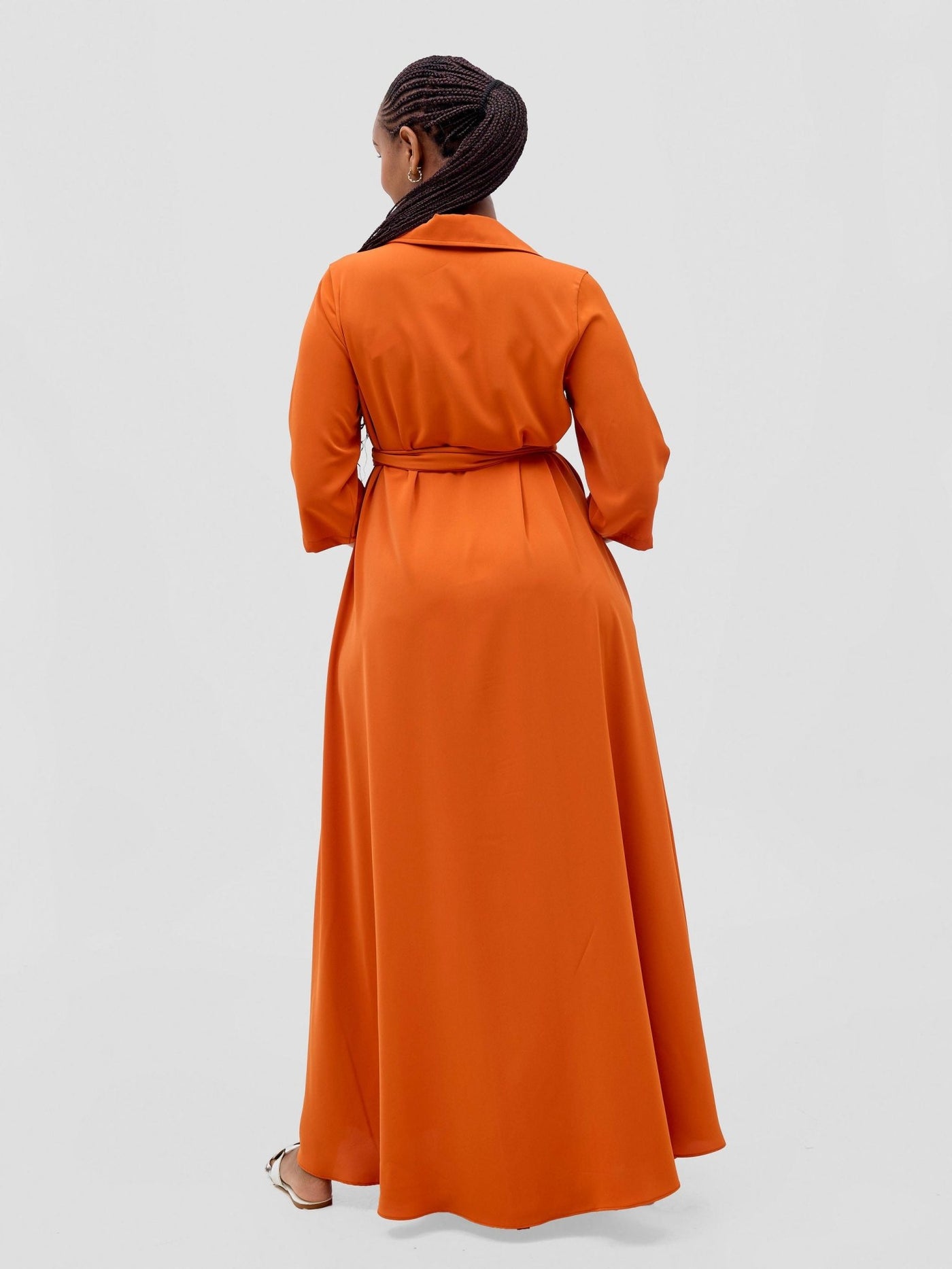 Vivo Yumi Maxi Shirt Dress - Orange - Shopzetu