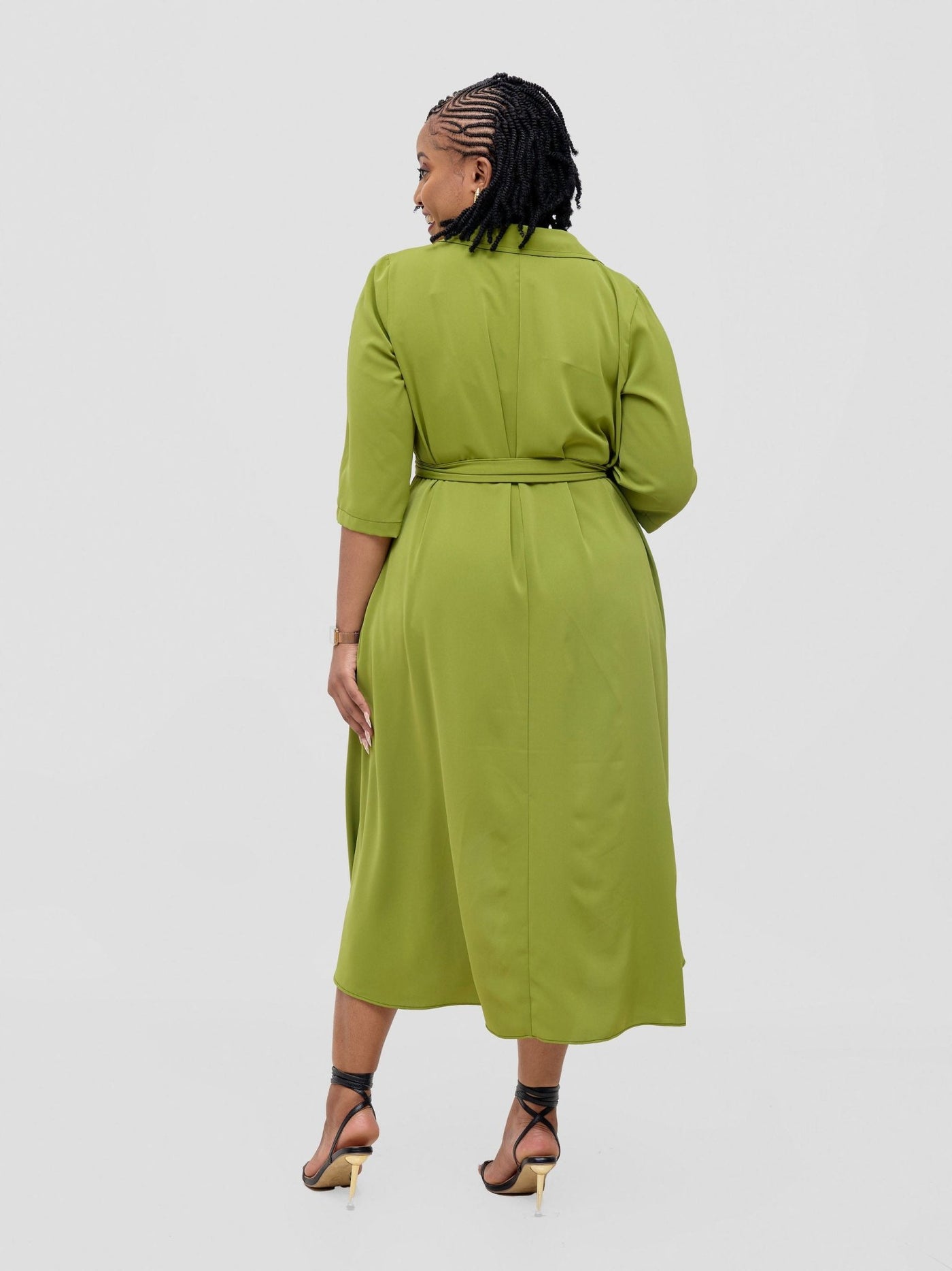 Vivo Yumi High Low Shirt Dress - Olive - Shopzetu