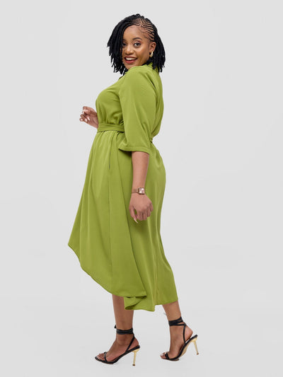 Vivo Yumi High Low Shirt Dress - Olive - Shopzetu