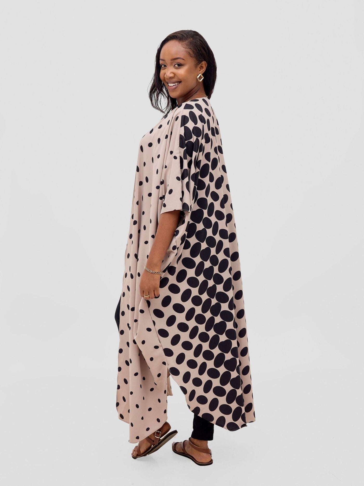 Vivo Ayla Maxi Kimono - Taupe / Black Ila Print - Shopzetu