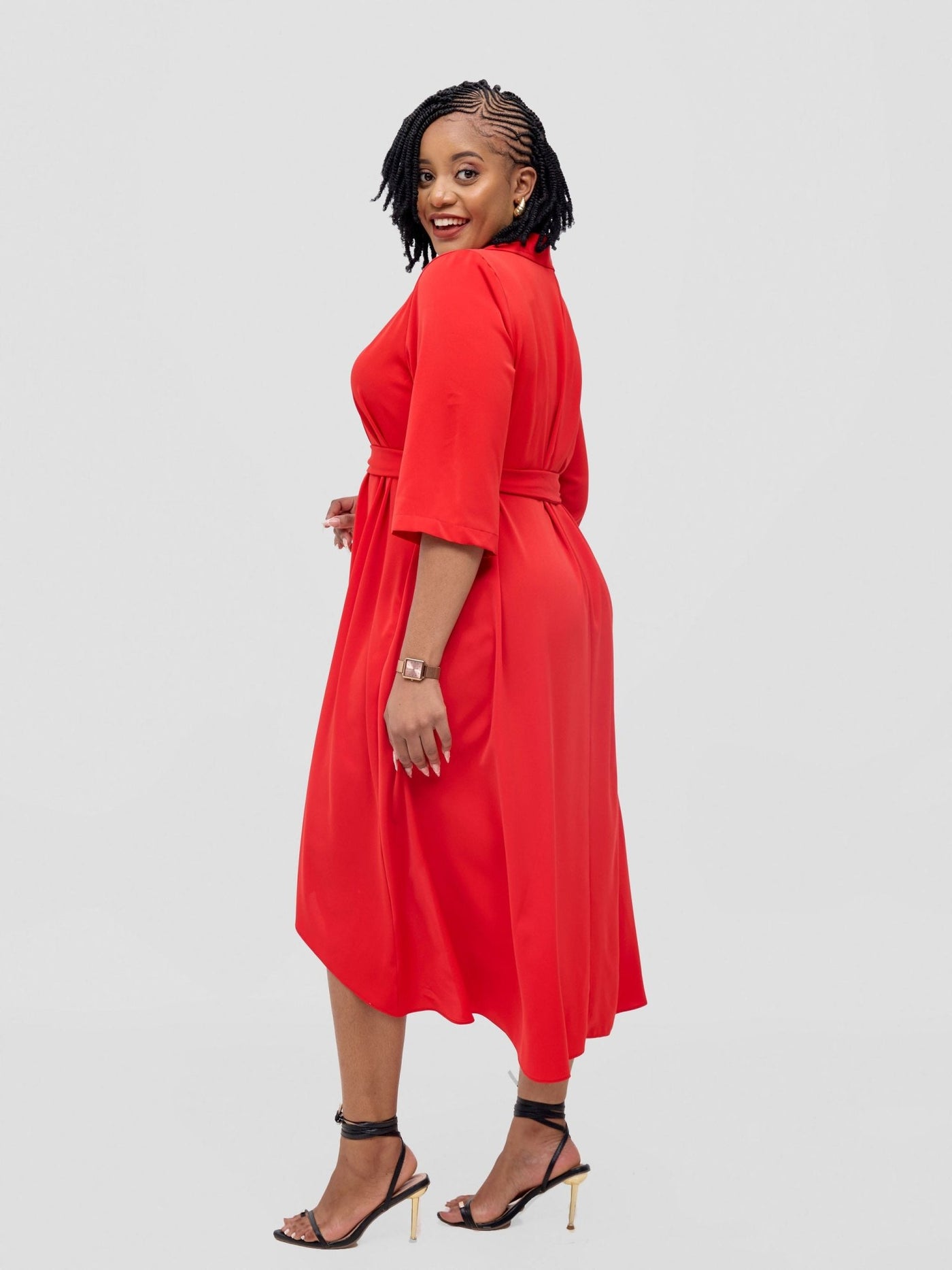 Vivo Yumi High Low Shirt Dress - Red - Shopzetu