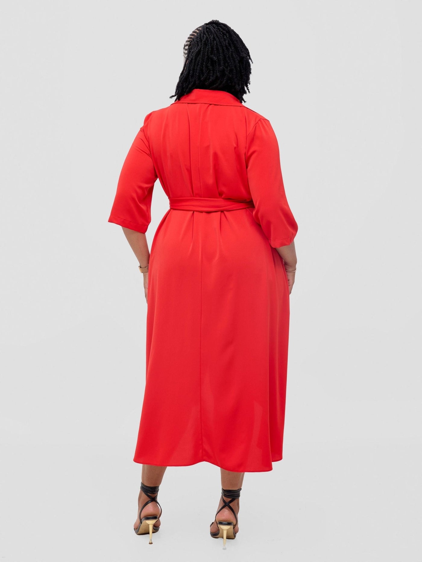 Vivo Yumi High Low Shirt Dress - Red - Shopzetu