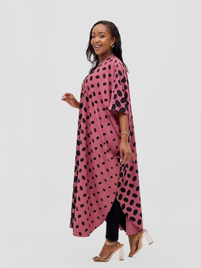 Basic Open Kaftan - Pink Meti Print - Shopzetu