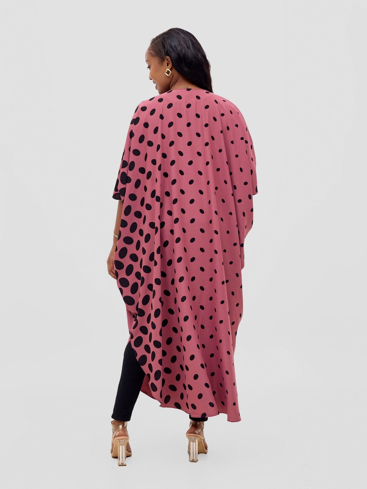 Basic Open Kaftan - Pink Meti Print - Shopzetu