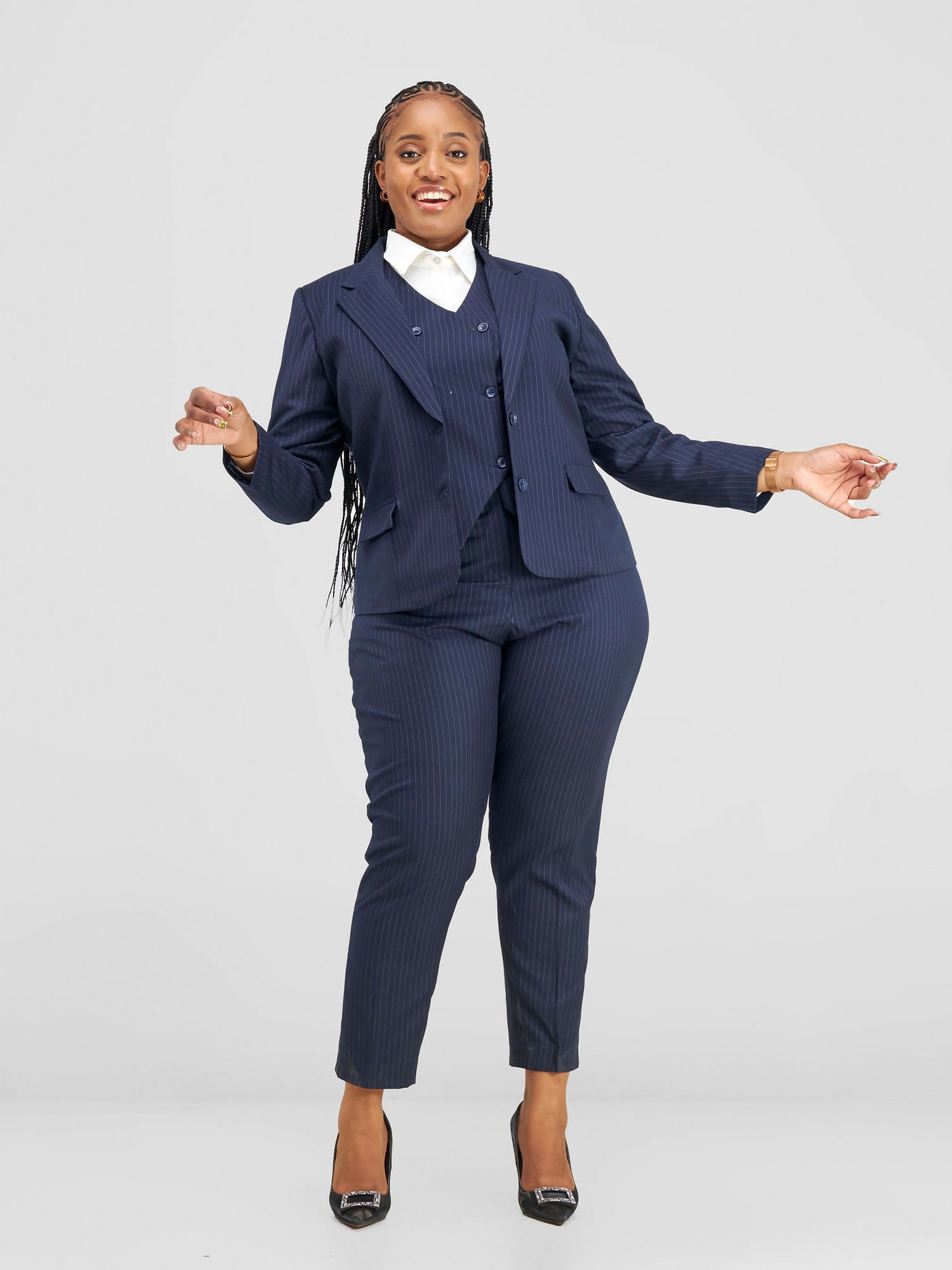 Bold N chic Pinstripped Three (3) Piece Suit Pant - Blue