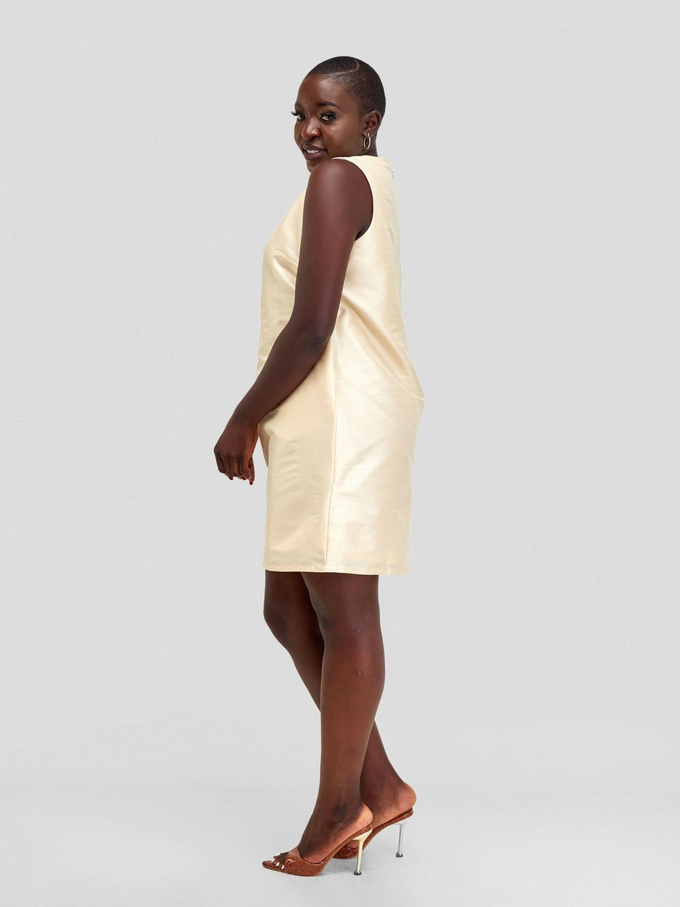 Fauza Design Nyeupe Raw Silk Dress - Off White - Shopzetu