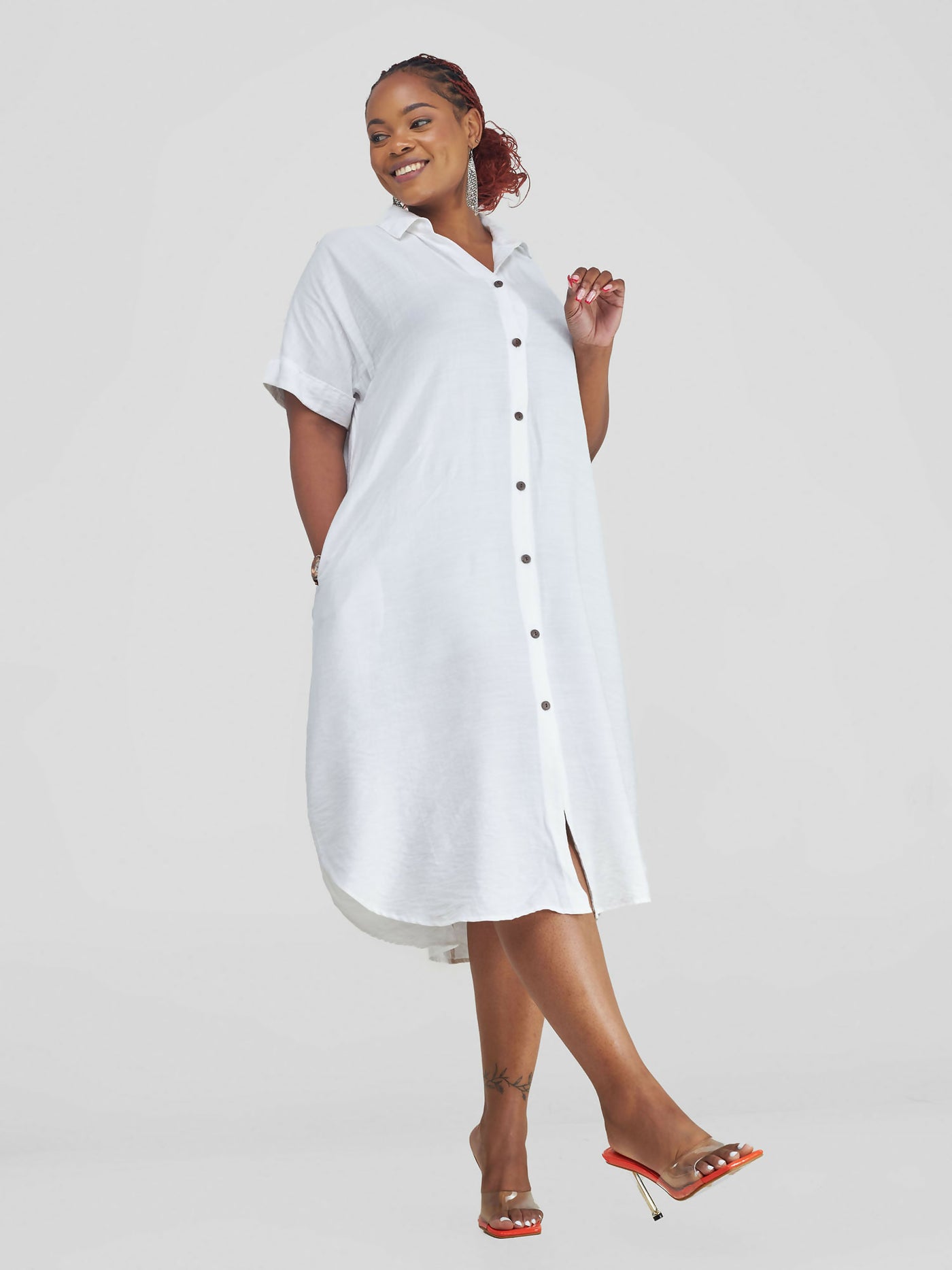 Kaia Shirt Dress - White