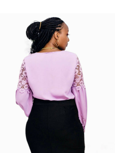 The Fashion Frenzy Laced Blouse - Purple - Shopzetu