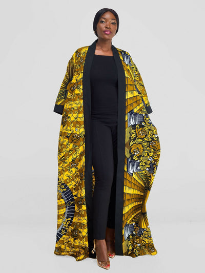 Simbaress Njano Long Kimono - Yellow / Black - Shopzetu