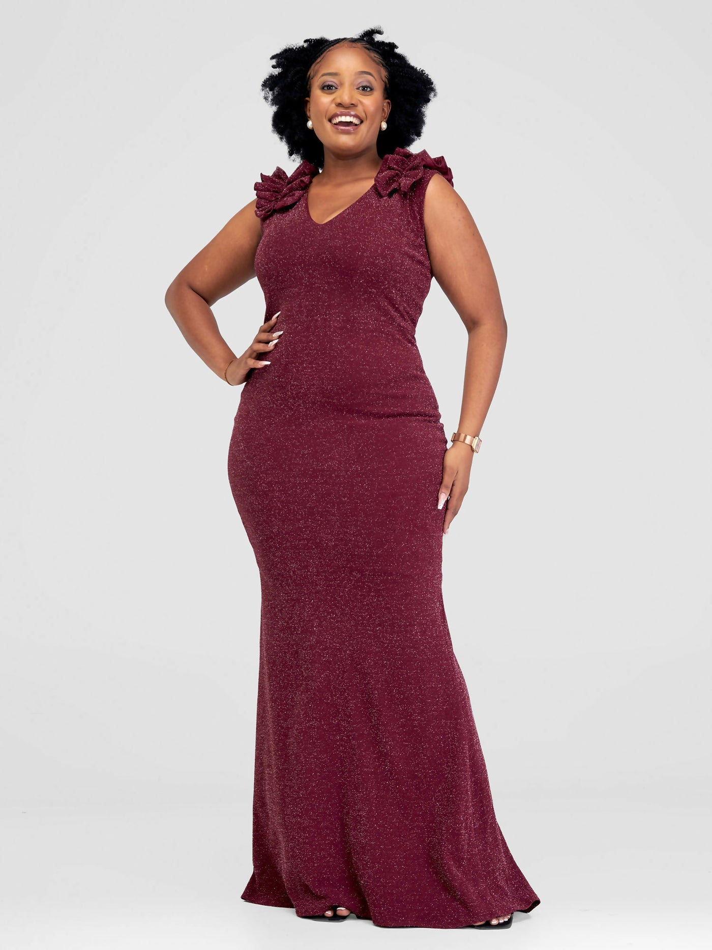 Therose Empire Vee Gown - Maroon