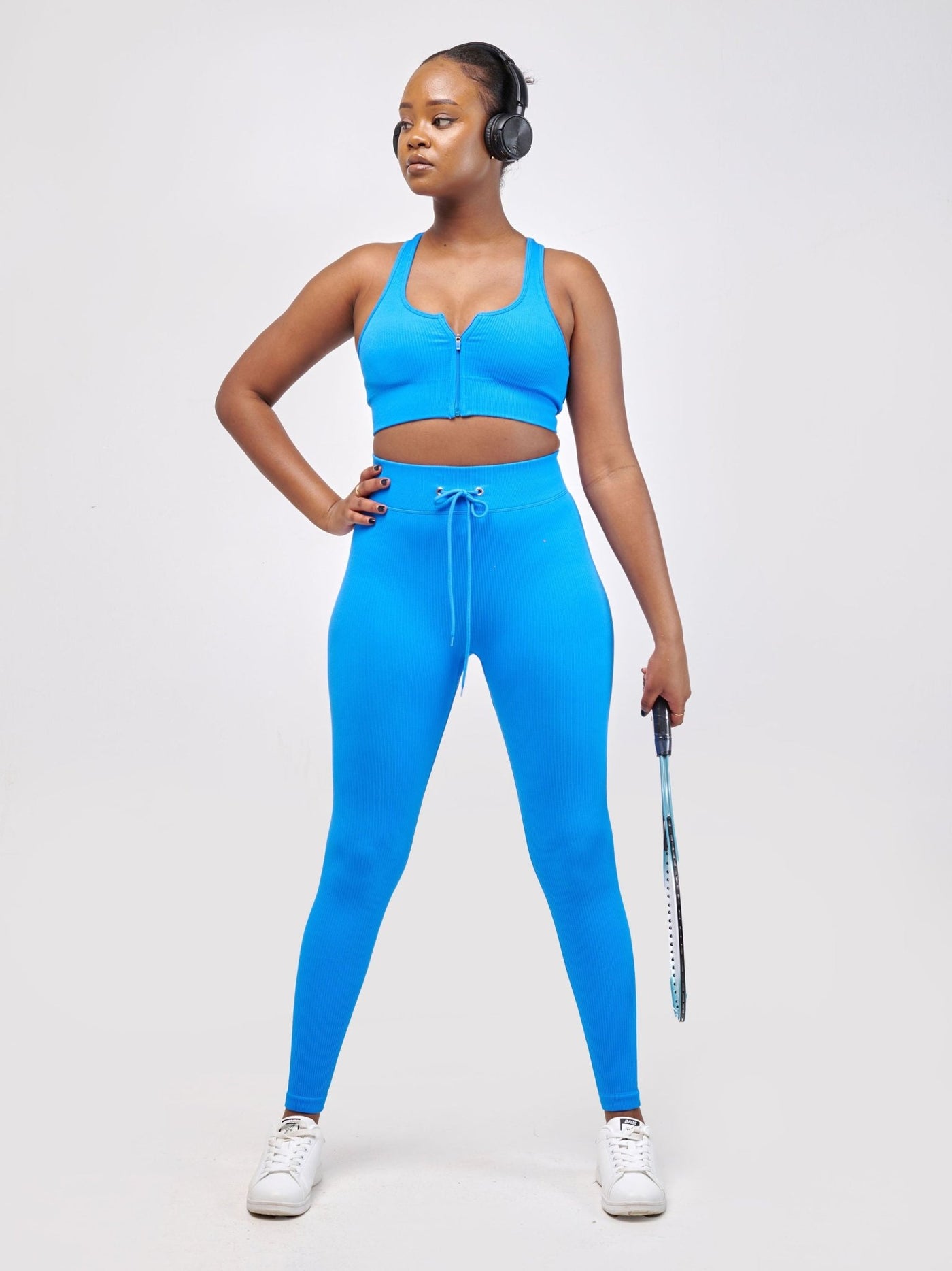 Ava Fitness Lizzy 5 piece Gym Set - Dark Blue - Shopzetu