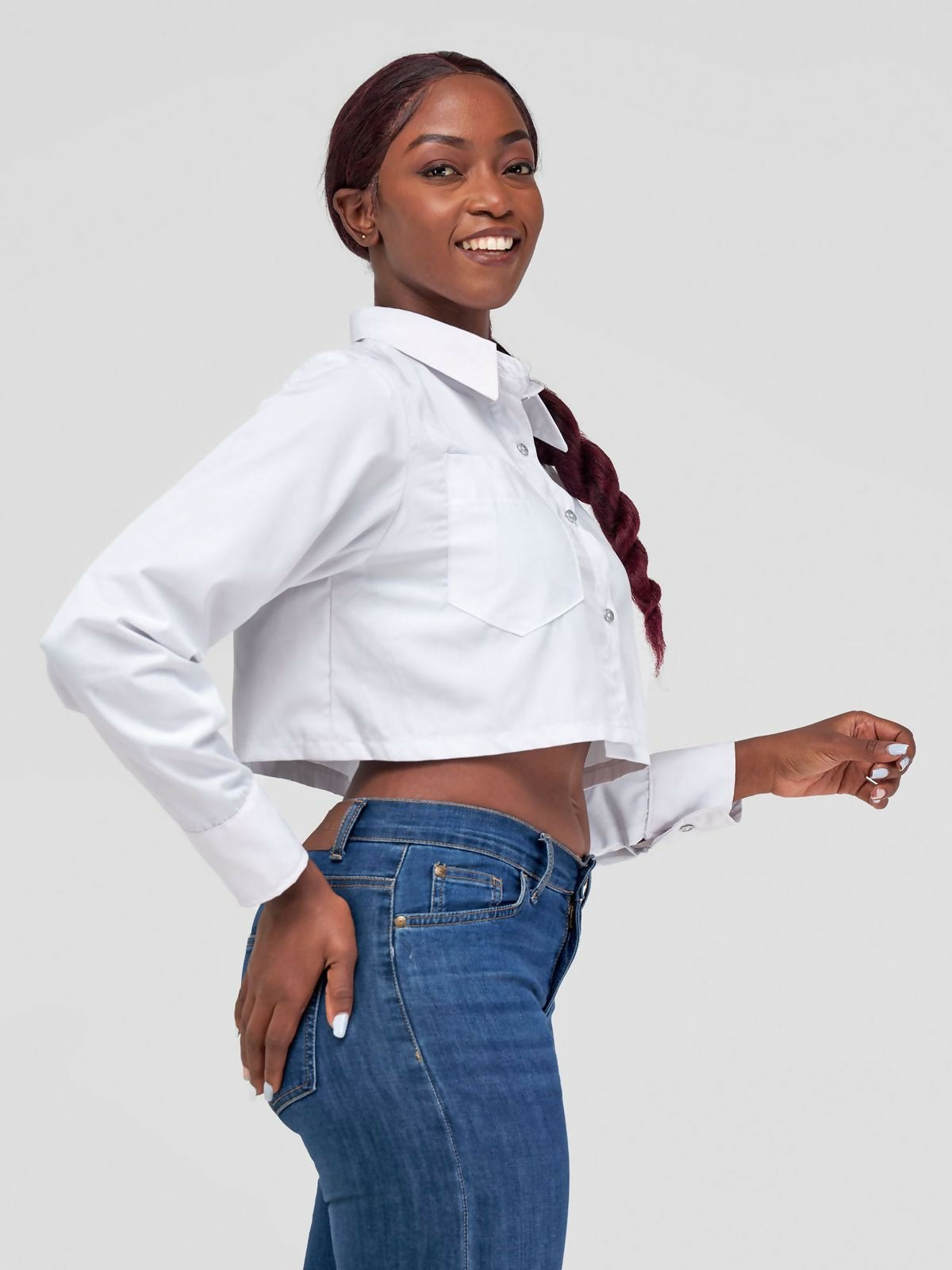 Merli Africa Crop Shirt - White - Shopzetu