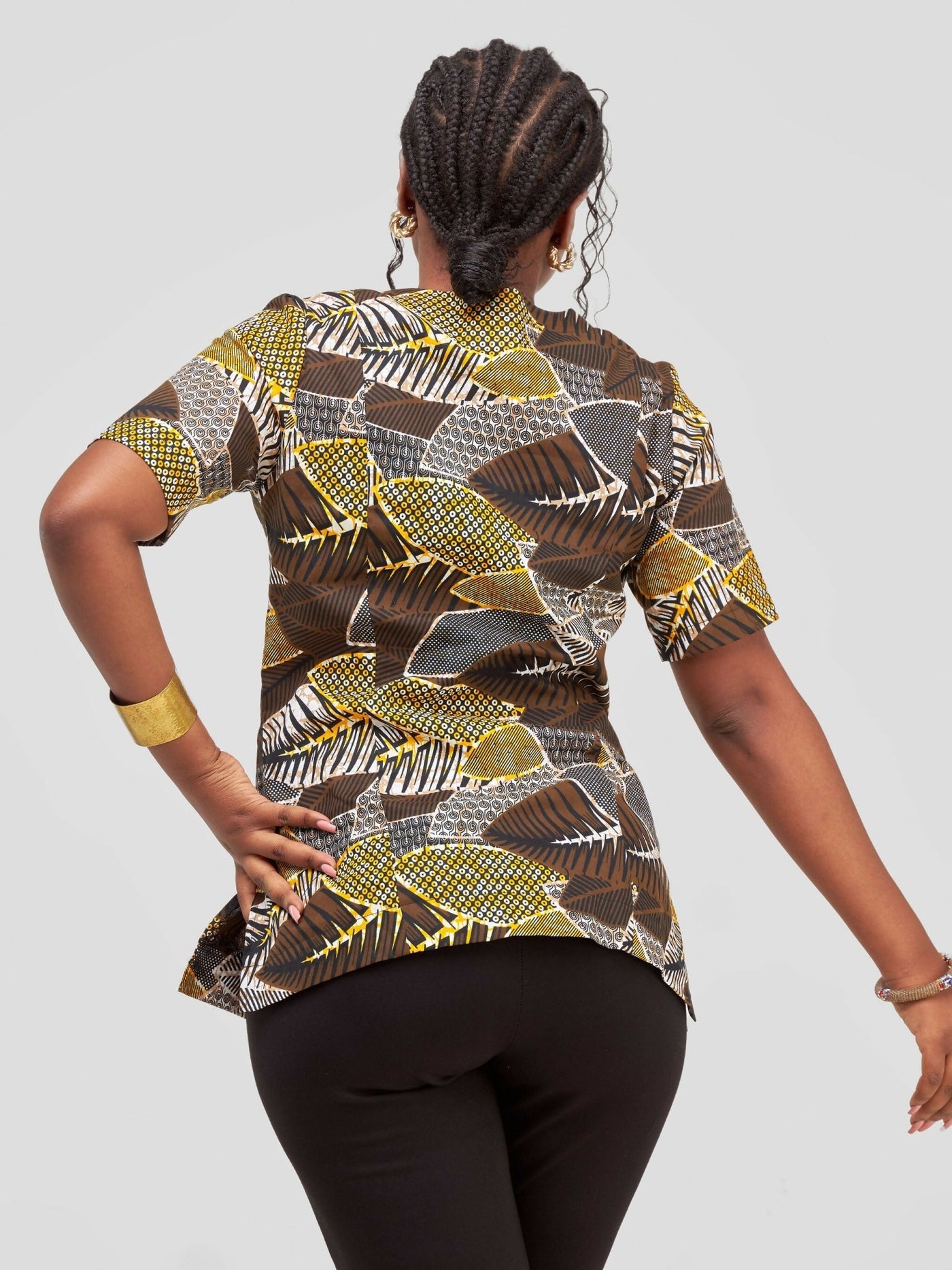 Purple Thread Kenda Top - Brown / Yellow Print - Shopzetu