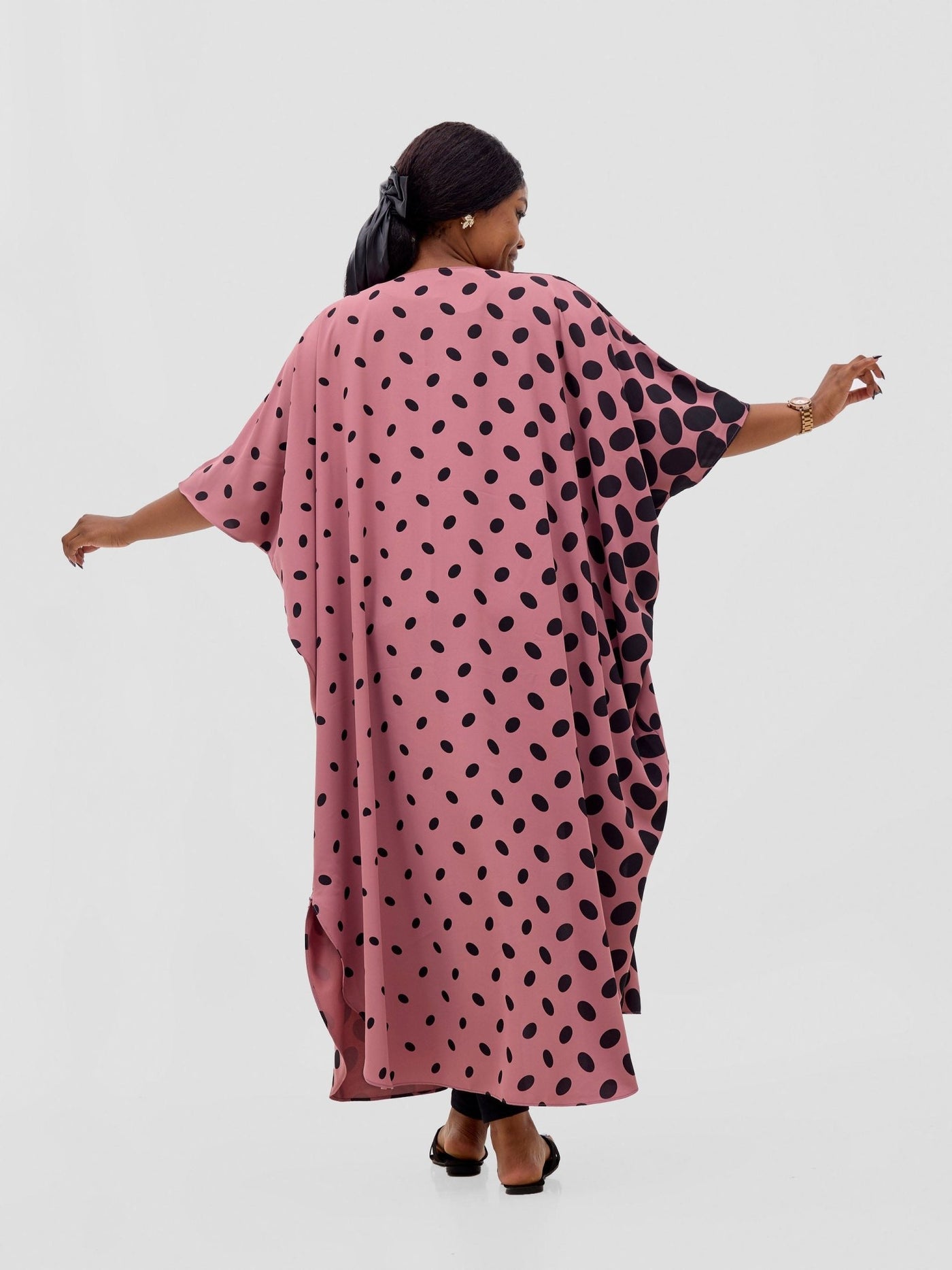 Basic Open Kaftan - Blush Pink Meti Print - Shopzetu