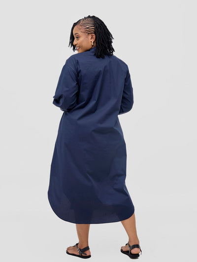 Safari Mansi Bishop Sleeve Shacket - Navy - Shopzetu