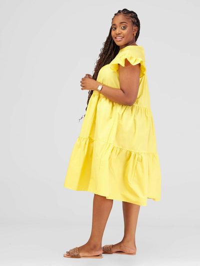 Overflow Couture Tiered Shift Dress - Yellow