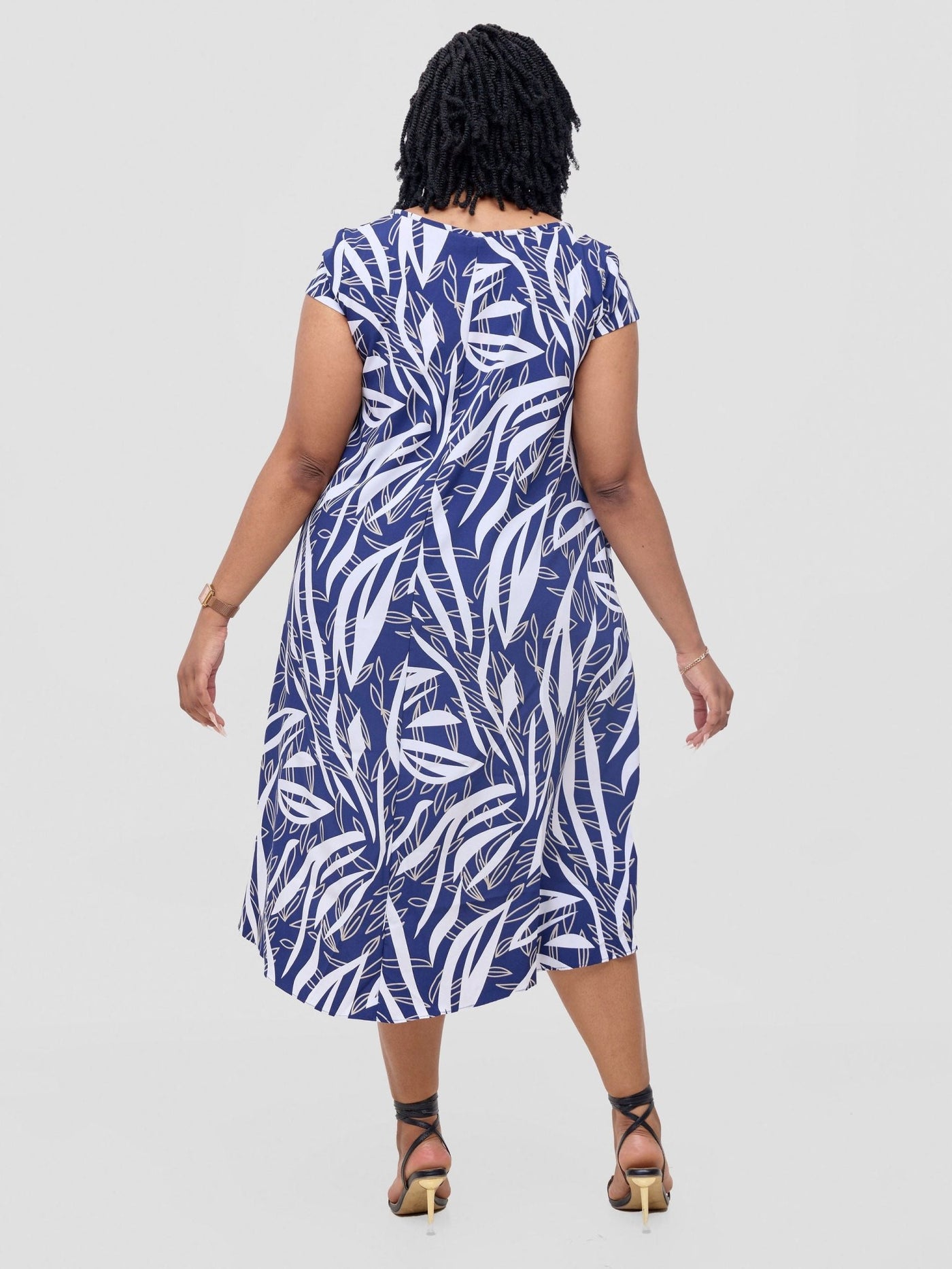 Vivo Jema High Low Tent Dress - Navy / White Print - Shopzetu