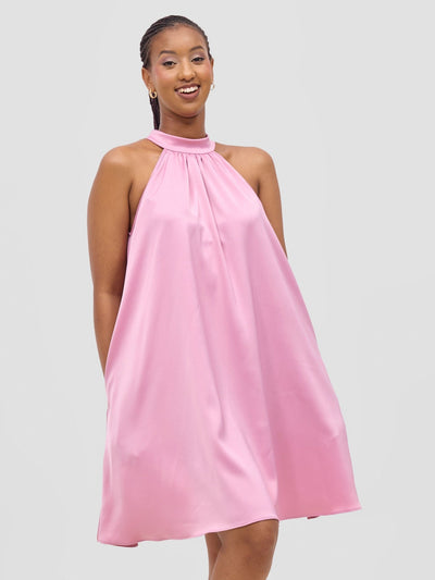 Vivo Meli Halter Neck Dress - Rose Pink - Shopzetu