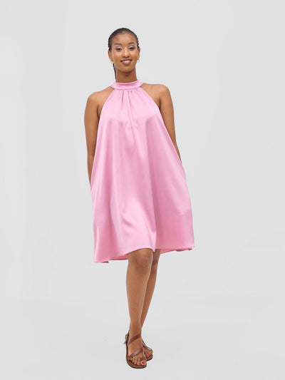 Vivo Meli Halter Neck Dress - Rose Pink - Shopzetu