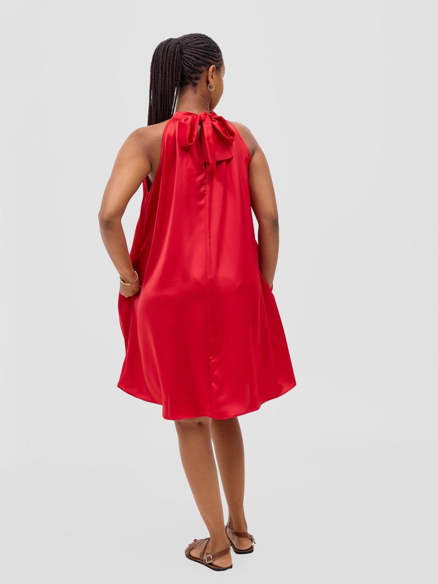 Vivo Meli Halter Neck Dress - Red - Shopzetu