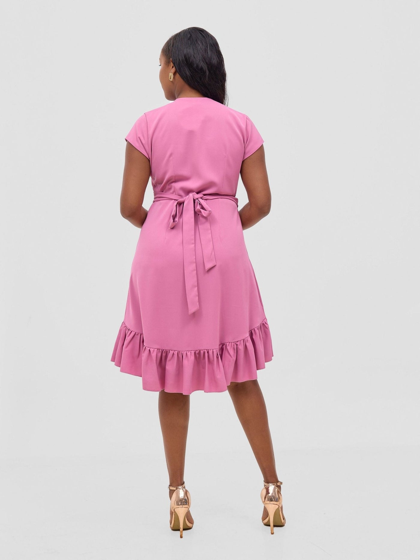 Vivo Wena Wrap Dress - Rose Pink - Shopzetu