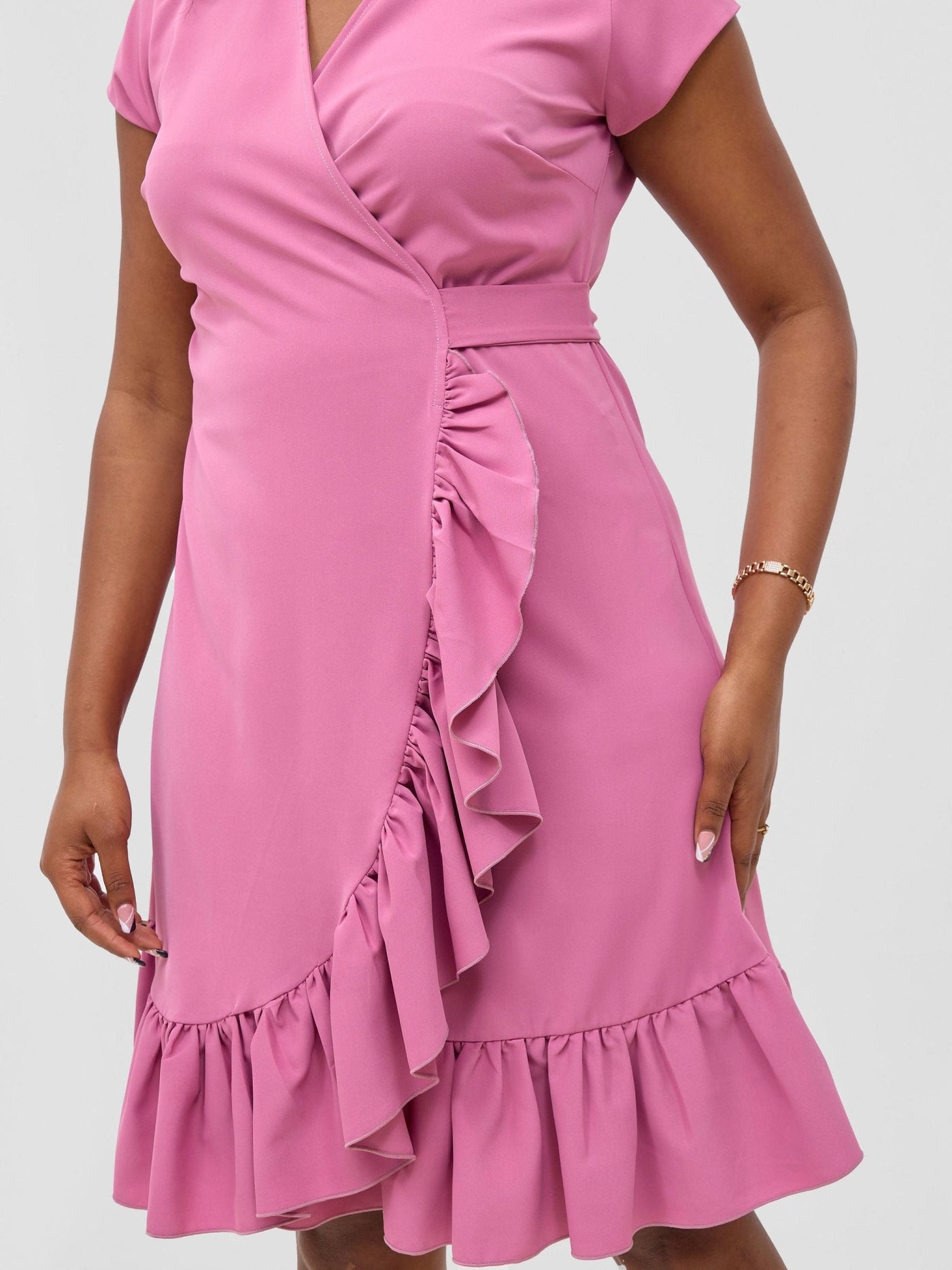 Vivo Wena Wrap Dress - Rose Pink - Shopzetu