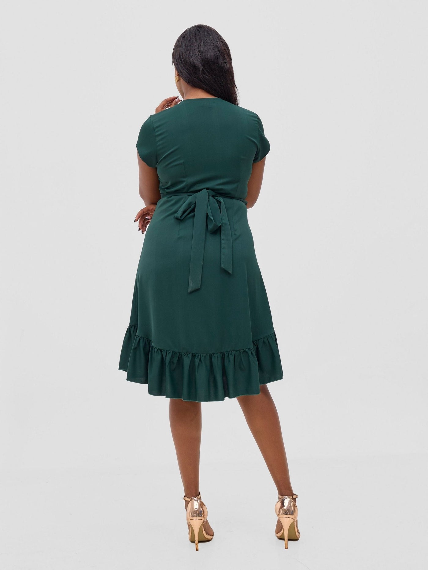 Vivo Wena Wrap Dress - Dark Green - Shopzetu