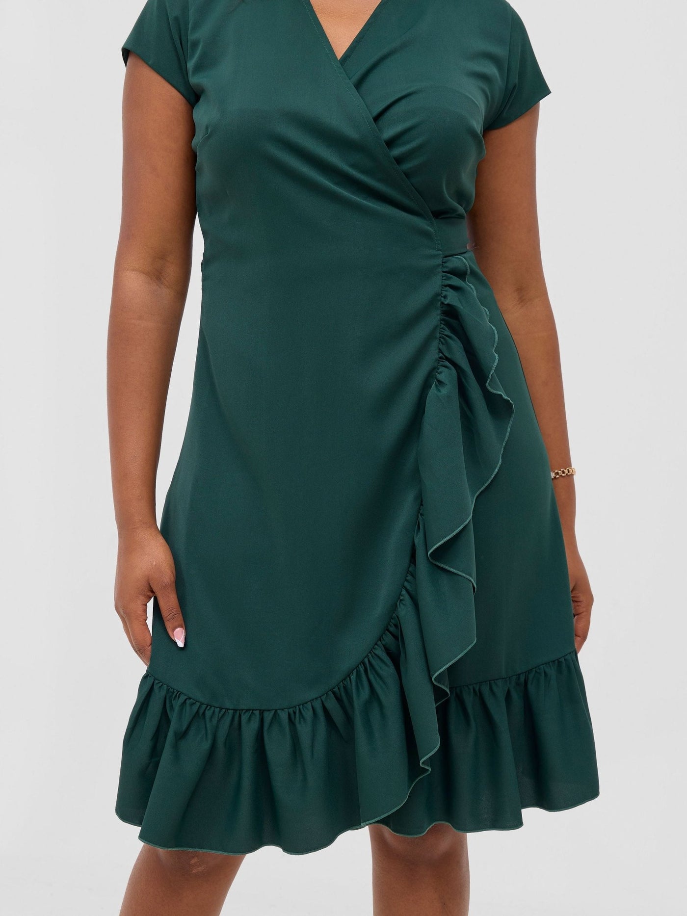 Vivo Wena Wrap Dress - Dark Green - Shopzetu