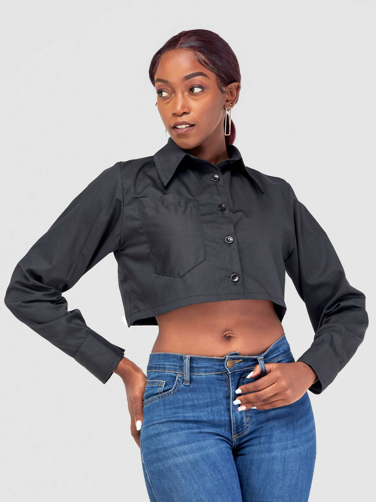 Merli Africa Crop Shirt - Black