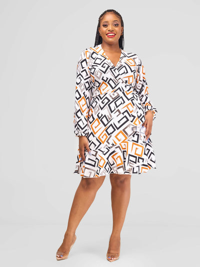 Salok Havilah Kyra Wrap Dress - Orange Print
