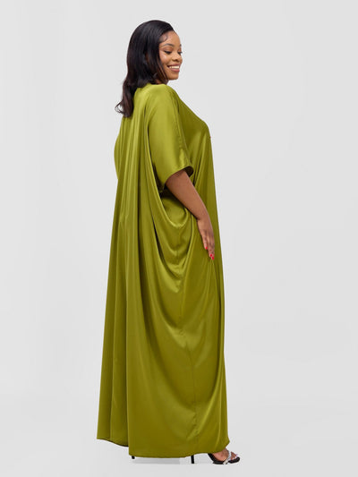 Vivo Sarabi Panelled V - Neck Kaftan - Olive - Shopzetu