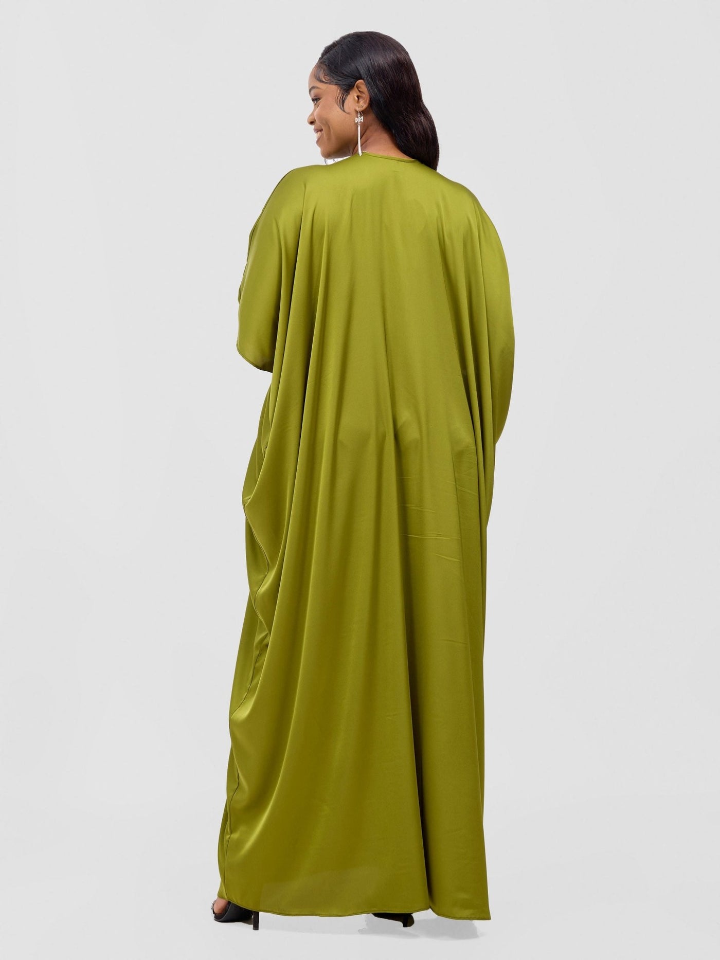 Vivo Sarabi Panelled V - Neck Kaftan - Olive - Shopzetu