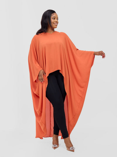 Vivo Malindi V - Neck High Low Kaftan Top - Rust - Shopzetu