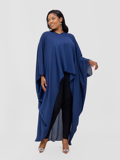 Vivo Malindi V - Neck High Low Kaftan Top - Light Navy - Shopzetu