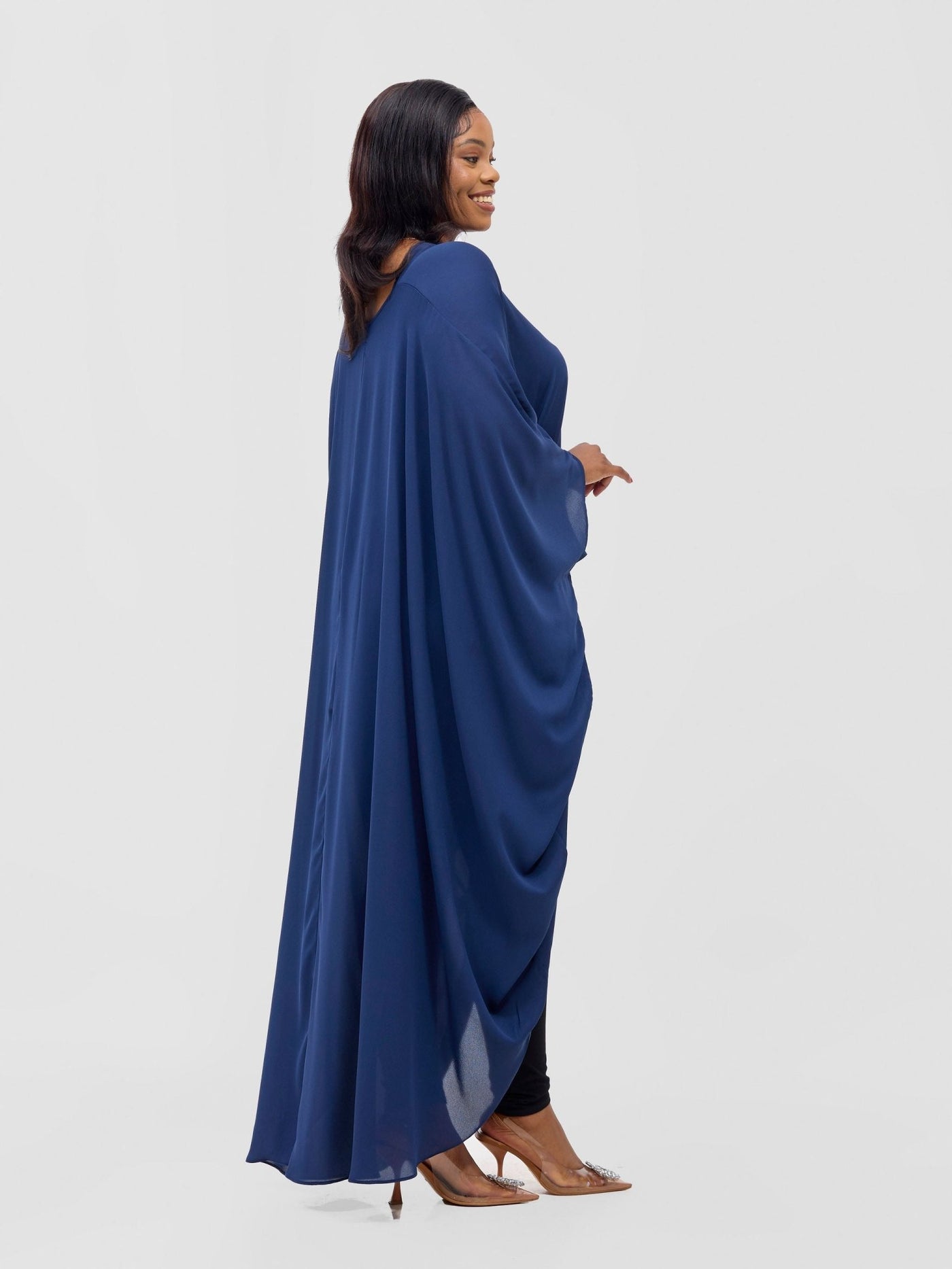 Vivo Malindi V - Neck High Low Kaftan Top - Light Navy - Shopzetu