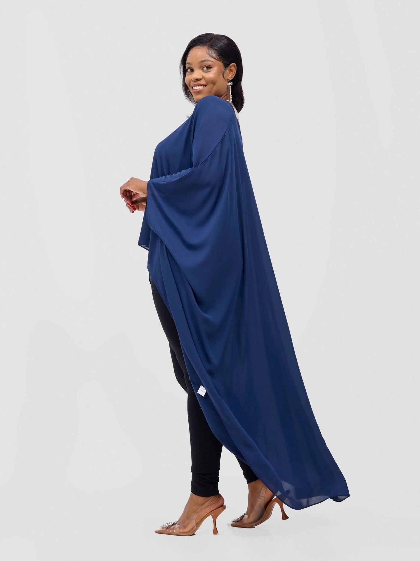 Vivo Malindi V - Neck High Low Kaftan Top - Light Navy - Shopzetu