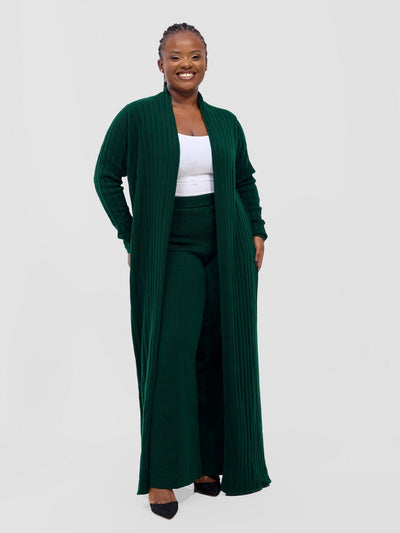 Lalani Rib Maxi Waterfall - Dark Green - Shopzetu