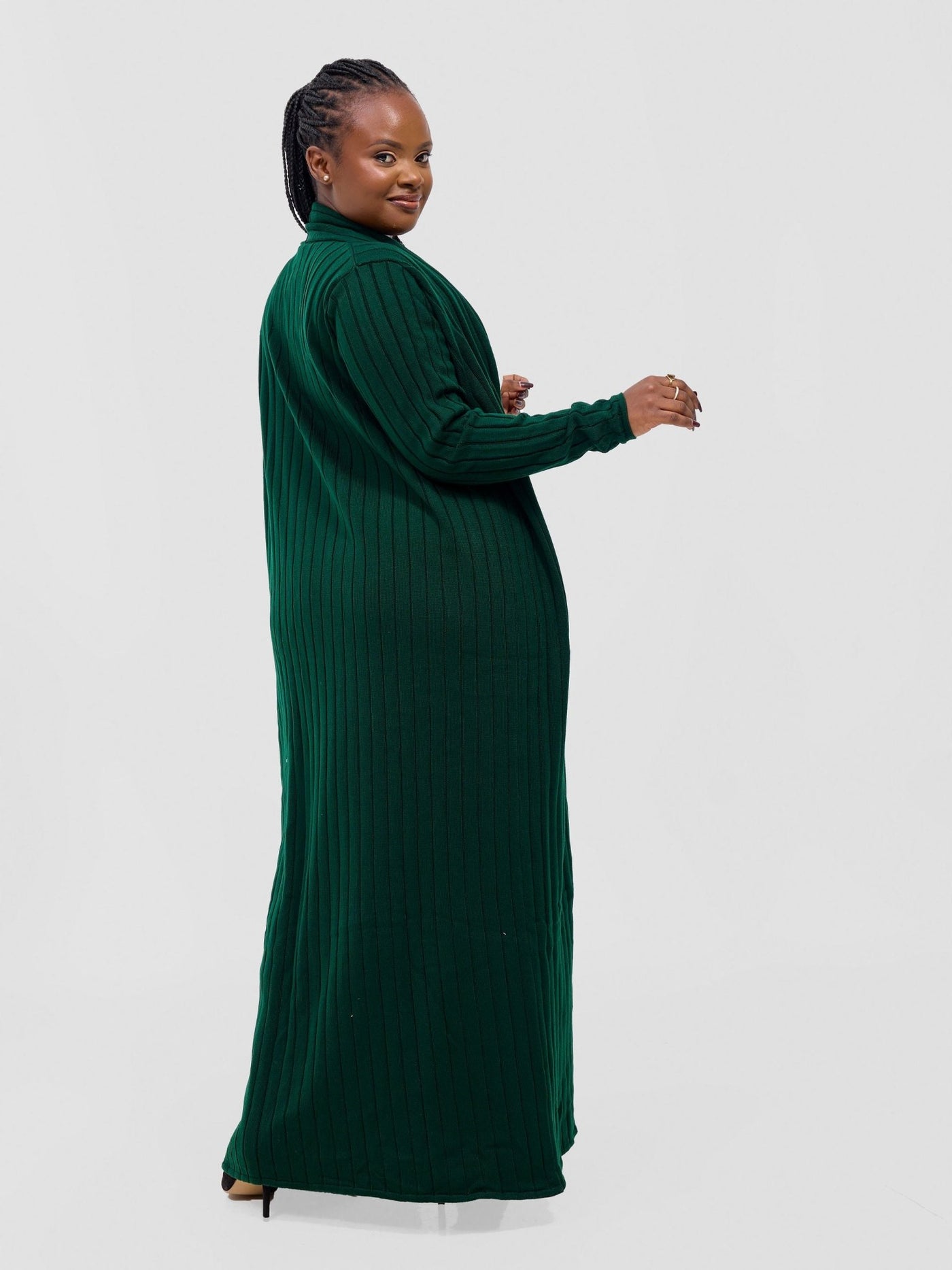 Lalani Rib Maxi Waterfall - Dark Green - Shopzetu