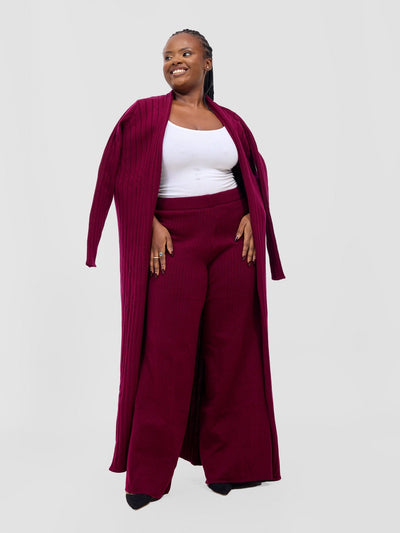 Lalani Rib Maxi Waterfall - Maroon - Shopzetu