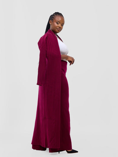 Lalani Rib Maxi Waterfall - Maroon - Shopzetu