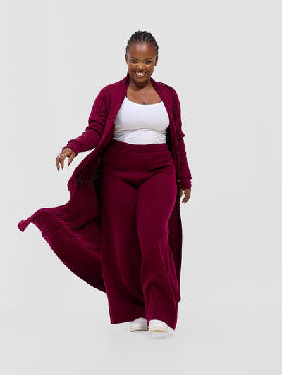 Lalani Rib Maxi Waterfall - Maroon - Shopzetu