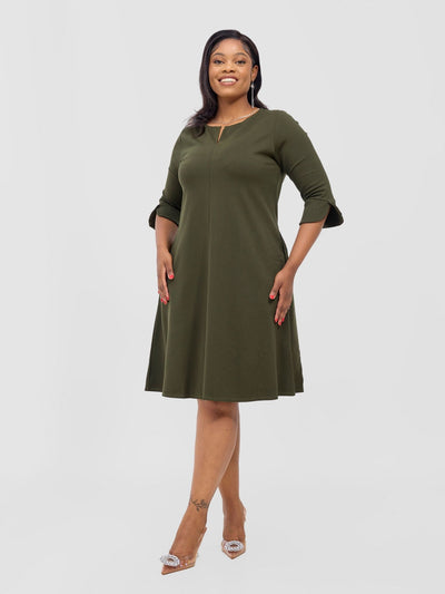 Zawadi Keyhole Dress - Hunters Green - Shopzetu