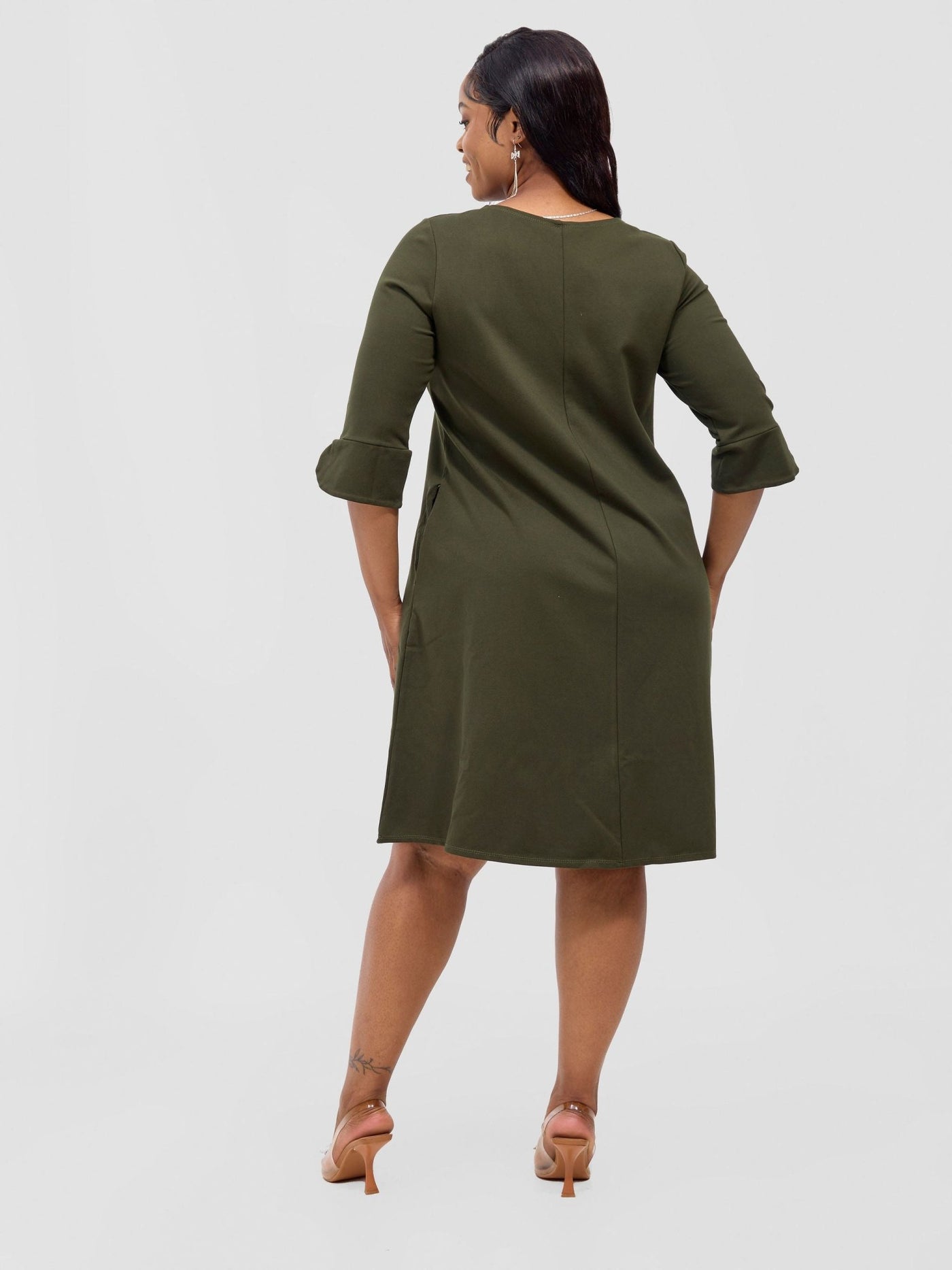 Zawadi Keyhole Dress - Hunters Green - Shopzetu